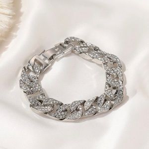 Silver and rhinestone bracelet.